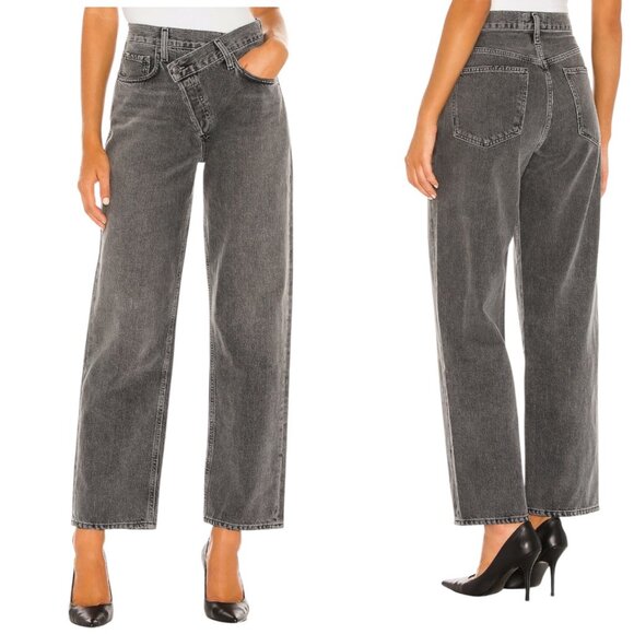 Agolde Criss Cross Straight Leg High Rise Jeans Size 26 In Synchronize Wash - Picture 1 of 15